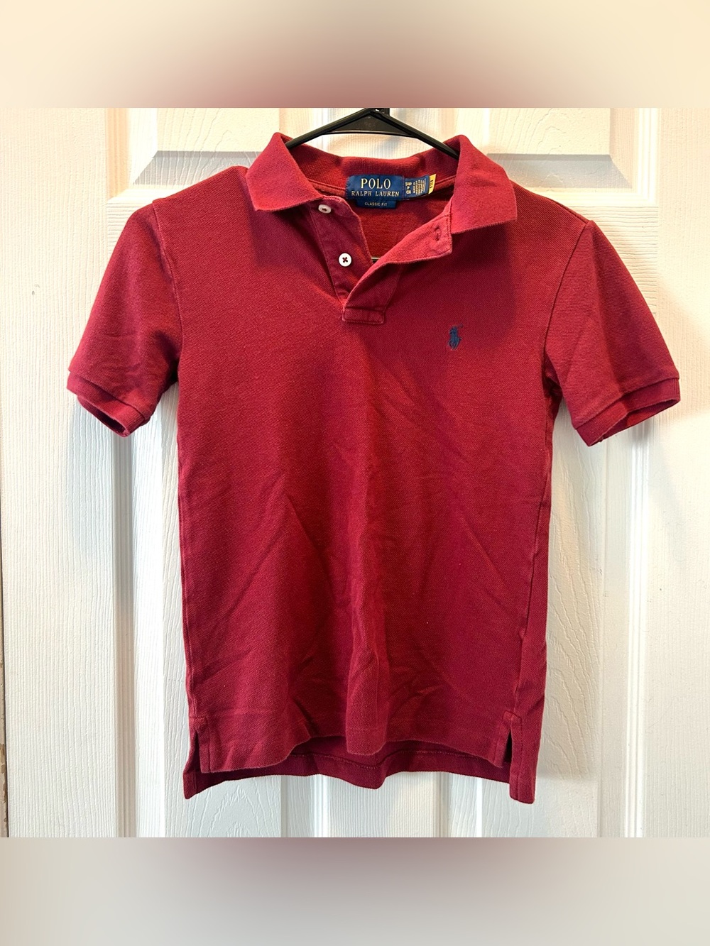 Polo Ralph Lauren Shirt Boys Small 8 Classic Cotton Polo Burgundy Short Sleeve